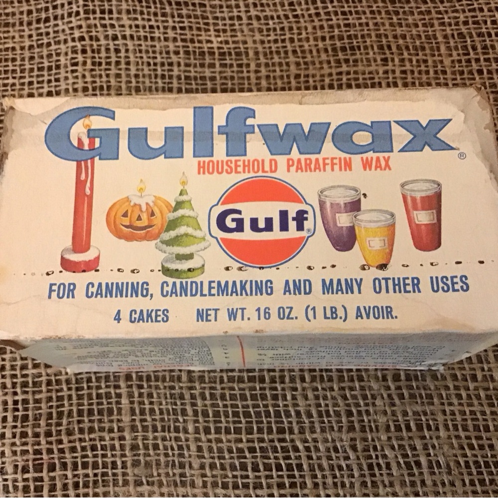 Vintage 50’s or 60’s Gulf Gulfwax Household Paraffin Wax.  Conversation Piece.